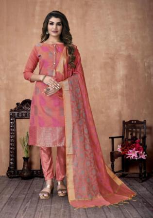 Picture of Shapely Silk Oyster Pink Straight Cut Salwar Kameez