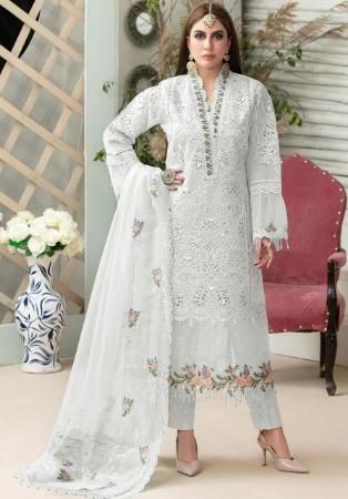Picture of Fascinating Net White Straight Cut Salwar Kameez