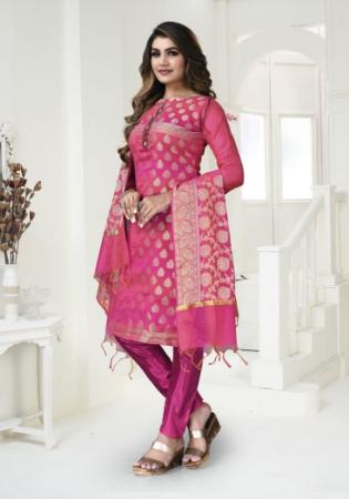 Picture of Magnificent Silk Pink Straight Cut Salwar Kameez