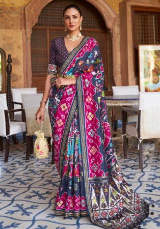 Picture of Graceful Silk Navy Blue Saree