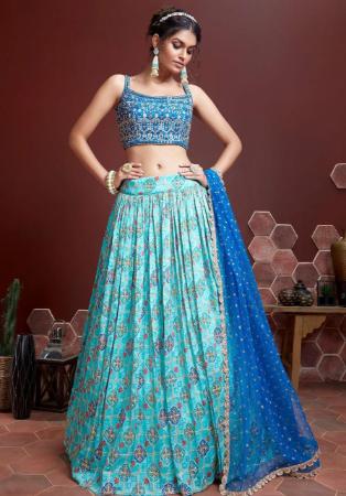 Picture of Exquisite Silk & Organza French Navy Lehenga Choli