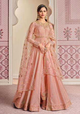 Picture of Graceful Silk Oyster Pink Anarkali Salwar Kameez