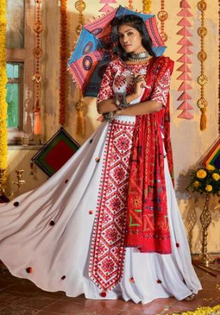 Picture of Well Formed Cotton White Lehenga Choli
