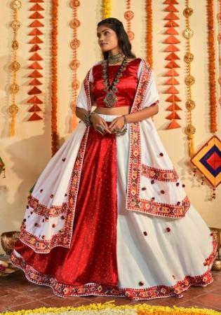 Picture of Well Formed Cotton Red Lehenga Choli