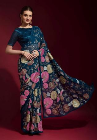 Picture of Excellent Silk Blue Saree