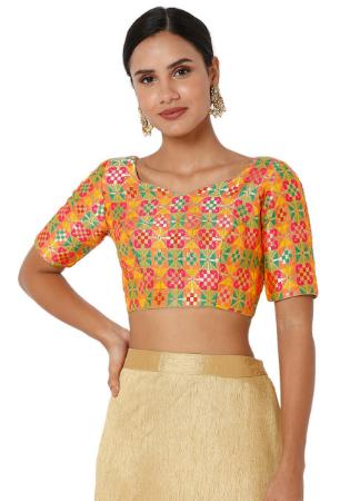 Picture of Marvelous Silk Yellow Designer Blouse