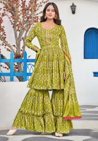 Picture of Excellent Crepe Green Readymade Salwar Kameez