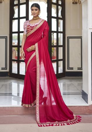 Picture of Good Looking Silk Red Saree