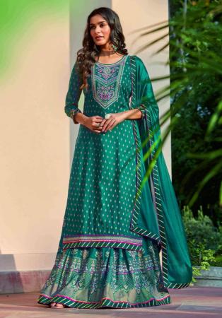 Picture of Magnificent Rayon Teal Readymade Salwar Kameez