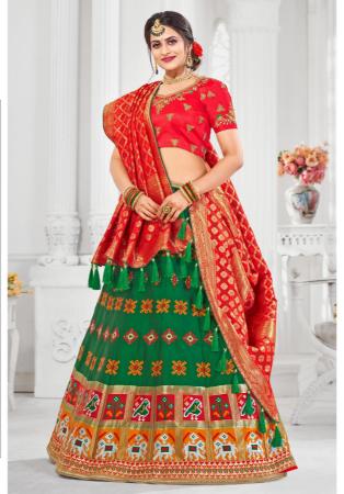 Picture of Exquisite Silk Bottle Green Readymade Lehenga Choli