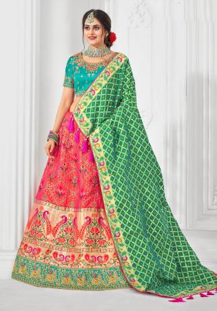 Picture of Excellent Silk Indian Red Readymade Lehenga Choli