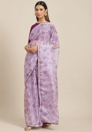 Picture of Charming Georgette Deep Purple Saree