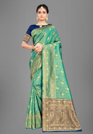 Picture of Lovely Silk Prussian Blue Saree