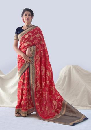Picture of Shapely Organza Maroon Saree