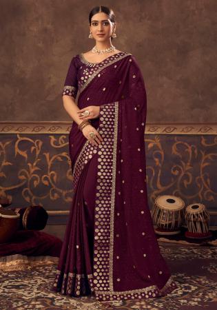 Picture of Elegant Chiffon Purple Saree
