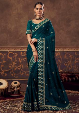 Picture of Gorgeous Chiffon Midnight Blue Saree