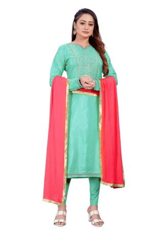 Picture of Bewitching Silk Sky Blue Straight Cut Salwar Kameez