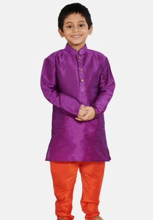 Picture of Sightly Silk Purple Kids Kurta Pyjama