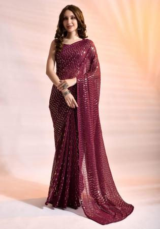 Picture of Alluring Georgette Maroon Saree