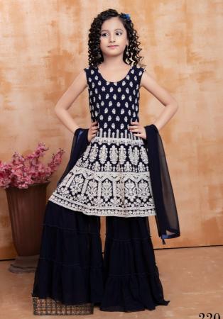 Picture of Elegant Georgette Dark Blue Kids Salwar Kameez
