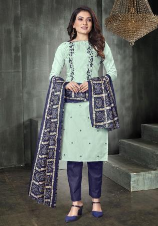 Picture of Elegant Silk Sky Blue Straight Cut Salwar Kameez