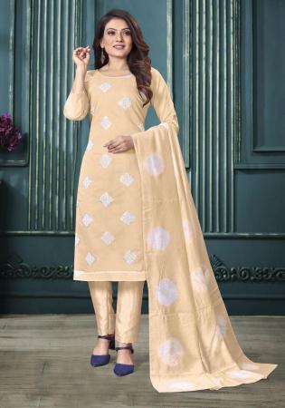 Picture of Beauteous Silk Tan Straight Cut Salwar Kameez