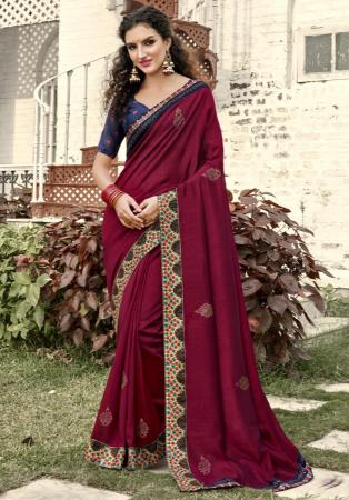 Picture of Magnificent Synthetic Maroon Saree