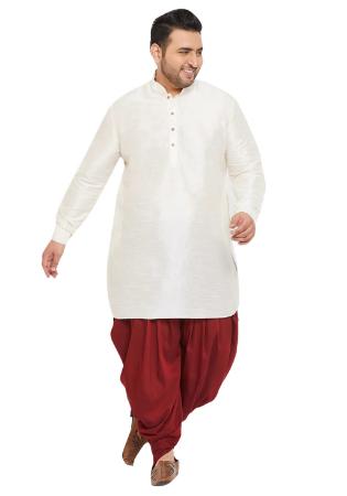 Picture of Magnificent Silk Off White Kurtas