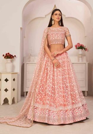 Picture of Fine Net Pale Violet Red Lehenga Choli