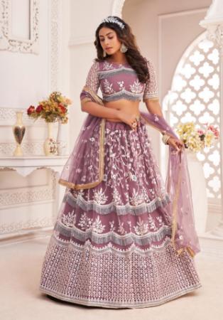 Picture of Gorgeous Net Rosy Brown Lehenga Choli