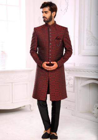 Picture of Taking Georgette & Satin Maroon Indo Western