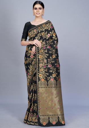 Picture of Excellent Silk Black Saree