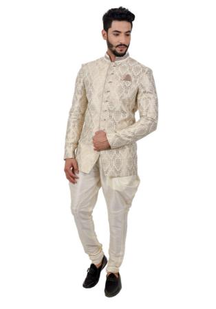 Picture of Elegant Cotton Off White Indo Western