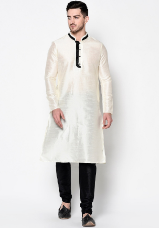 Picture of Elegant Silk Off White Kurtas
