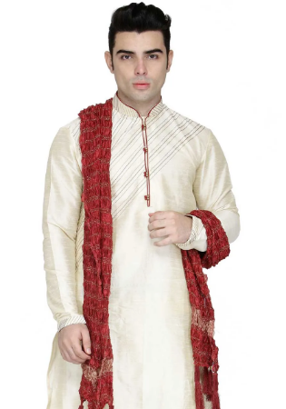 Picture of Sightly Silk Off White Kurtas