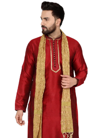 Picture of Well Formed Silk Fire Brick Kurtas