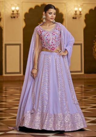 Picture of Excellent Georgette Light Slate Grey Lehenga Choli