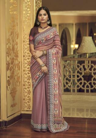 Picture of Excellent Georgette Rosy Brown Saree