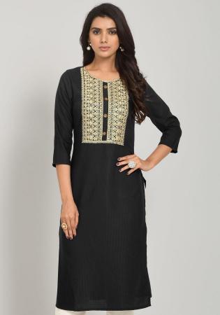 Picture of Sightly Rayon Black Kurtis & Tunic