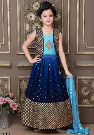 Picture of Bewitching Georgette Navy Blue Kids Lehenga Choli