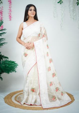 Picture of Stunning Organza Off White Saree