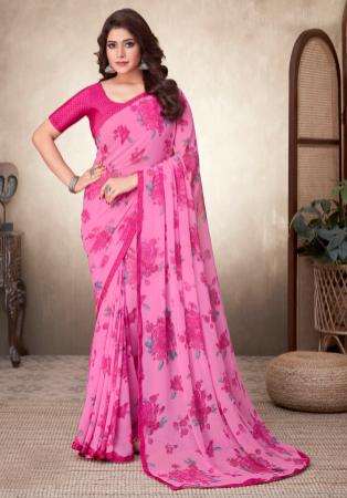 Picture of Radiant Georgette Hot Pink Saree
