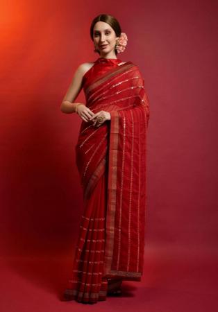 Picture of Marvelous Organza Maroon Saree