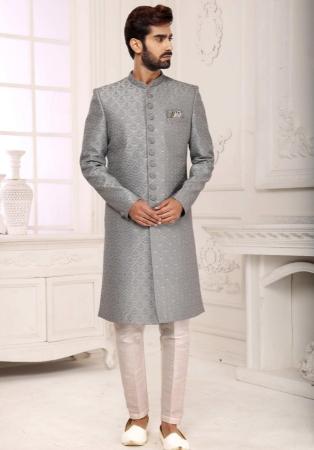 Picture of Alluring Silk Dim Gray Indo Western