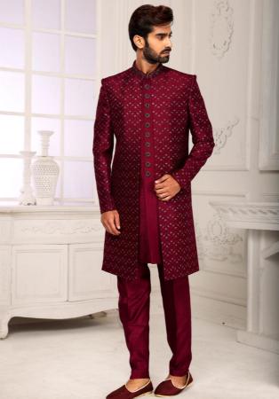 Picture of Beauteous Silk Maroon Indo Western