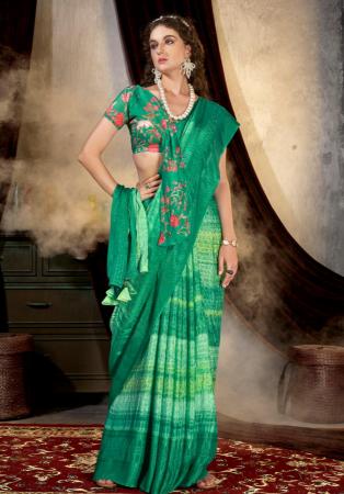 Picture of Good Looking Chiffon Teal Saree