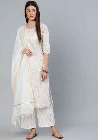 Picture of Sightly Cotton Light Grey Readymade Salwar Kameez