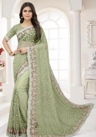 Picture of Appealing Net Tan Saree