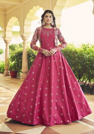 Picture of Gorgeous Cotton Deep Pink Readymade Gown