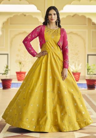 Picture of Marvelous Cotton Dark Golden Rod Readymade Gown